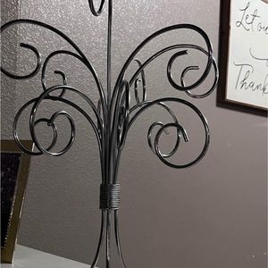 Heavy Pewter Metal Ornament Tree Jewelry Display 11.5" x 18"H
